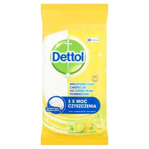 Dettol Power&Fresh fertőtlenítő tisztítókendő 32db Citrom&Lime
