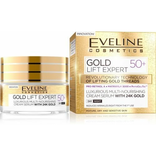 Eveline Gold Lift Expert 50+ Luxus Feszesítő Krém-szérum Nappali-Éjszakai Arckrém 50ml