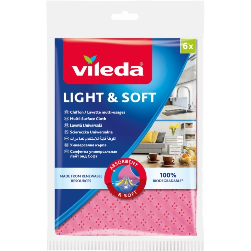 Vileda Light&soft eldobható törlőkendő 6db